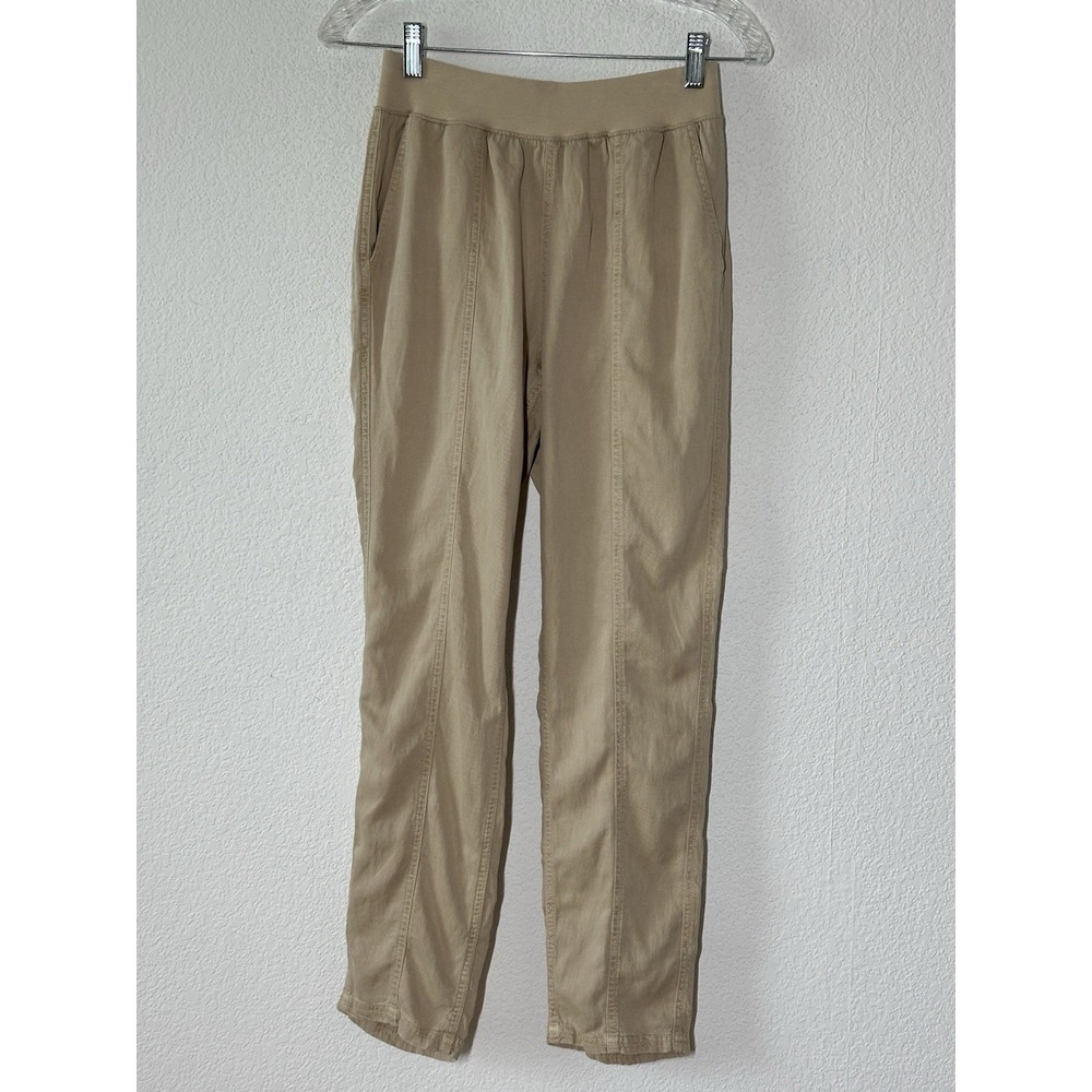 Faherty Linen Blend Pants Womens‎ Sz XS Tan Pull On Pockets Stretch Waist